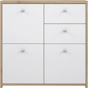 Forte Best Chest of 2 Drawers and 3 Doors Artisan Oak/White Sideboard Multi Use