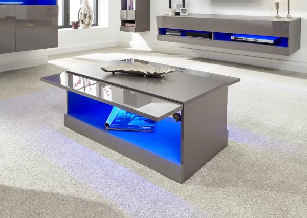 Galicia Floor LED Coffee TV Unit Entertainment Storage HighGloss Living - Image 3