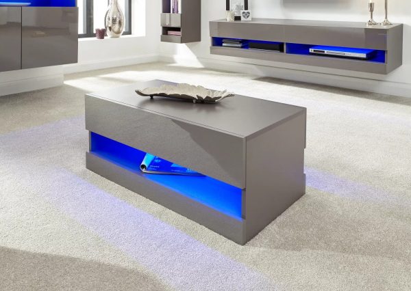 Galicia Floor LED Coffee TV Unit Entertainment Storage HighGloss Living