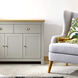 Grey and Oak 3 door 2 Drawer Large Sideboard Lancaster Range