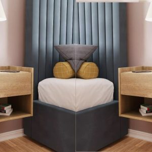 Harmony Wall Mounted Pair of Bedside Tables Oak