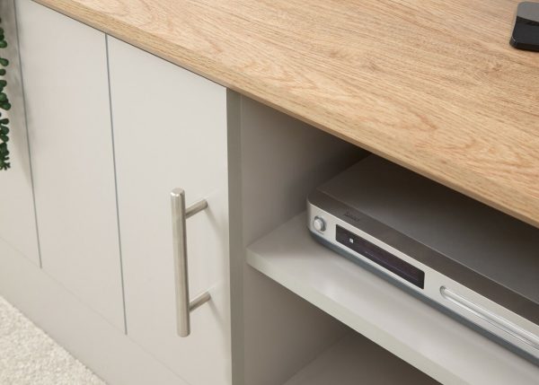 Kendal Large TV Unit Grey Oak colour top - Image 9
