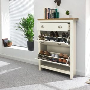 Lancaster 2 Door 1 Drawer Shoe Storage Cabinet Storage Cream