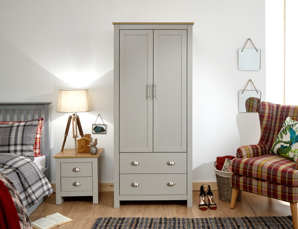 Lancaster 2 Door 2 Drawer Wardrobe - Grey