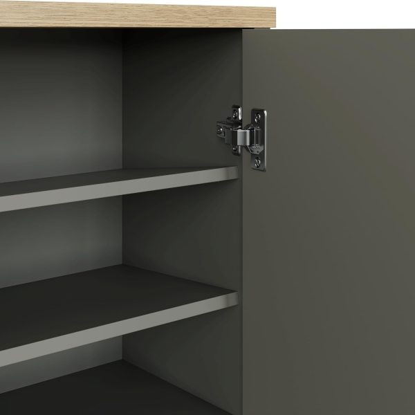 Lancaster 2 Door Shoe Cabinet Grey Shelving Hallway Entryway loads of storage - Image 6