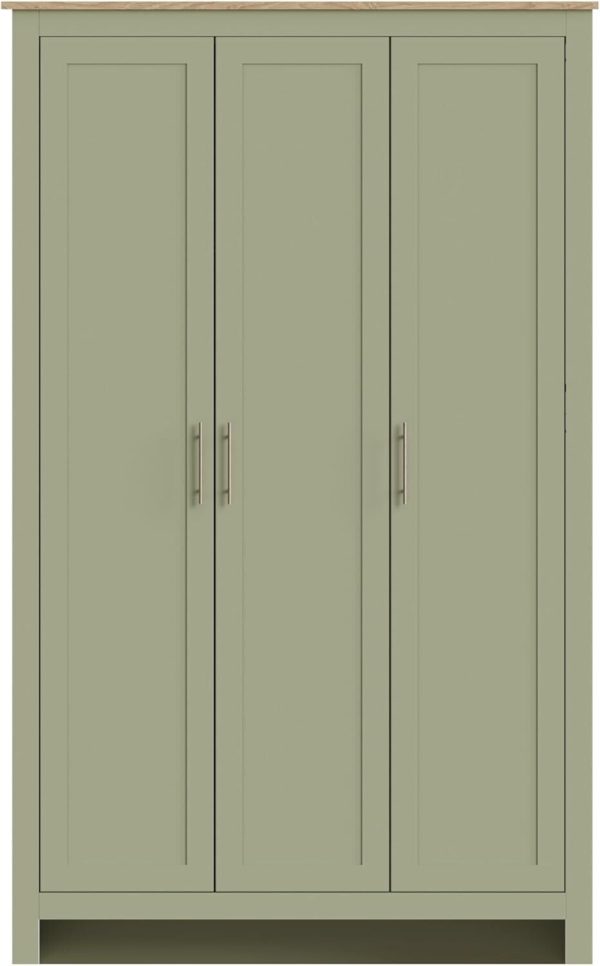 Lancaster 4 Piece bedroom set 3 Door Robe + 2 Bedside + 4 drawer chest Sage - Image 3