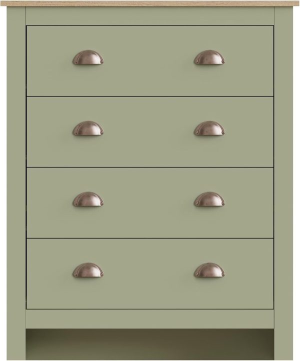 Lancaster 4 Piece bedroom set 3 Door Robe + 2 Bedside + 4 drawer chest Sage - Image 6