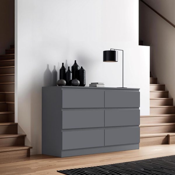 Large 6 Drawer Chest in Dark Grey Matt finish Scratch Resistant minor graded - Image 4