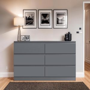 Large 6 Drawer Chest in Dark Grey Matt finish Scratch Resistant minor graded