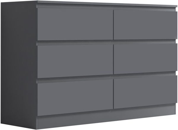Large 6 Drawer Chest in Dark Grey Matt finish Scratch Resistant minor graded - Image 5