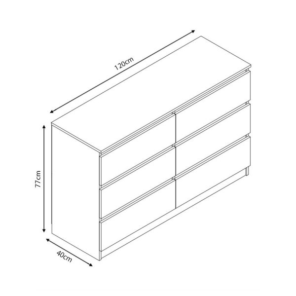 Matt Black Chest Of 6 Drawers Bedroom Furniture Scratch Resistant - Image 5
