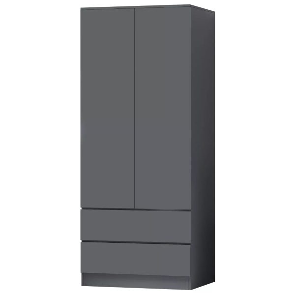 Matt Dark Grey 2 Door 2 drawer Combi Wardrobe Scratch Resistant Soft Close - Image 3
