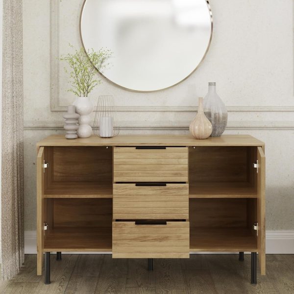 Nervata Sideboard Cabinet Living Dining Room Oak - Image 3