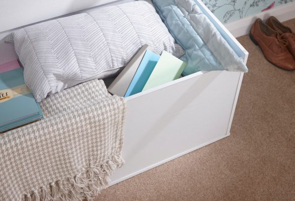 Panama Ottoman Storage bench Unit White ideal for bedding and blankets - Image 7
