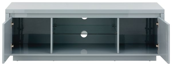 Polar Large Grey High Gloss TV Entertainment Unit with Blue LED lights Graded - Image 10