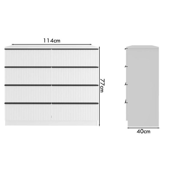 Ripple Effect White 8 Drawer Chest Of Drawers Scalloped Fronts Scratch Resistant - Image 5