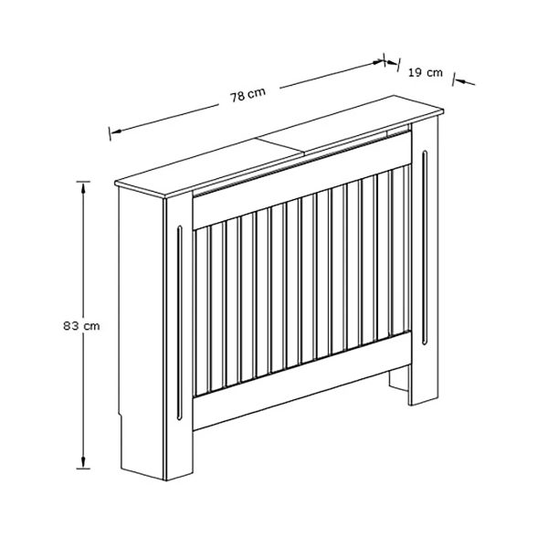 Small White Radiator Cover Slatted Wood Design Top Shelf Storage Display - Image 3
