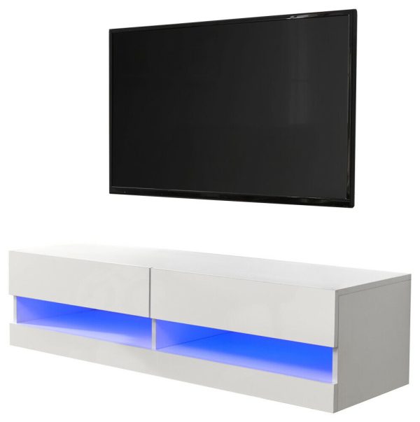 120cm Galicia LED High Gloss Wall Mounted TV Unit Storage White MINOR GRADED - Image 12