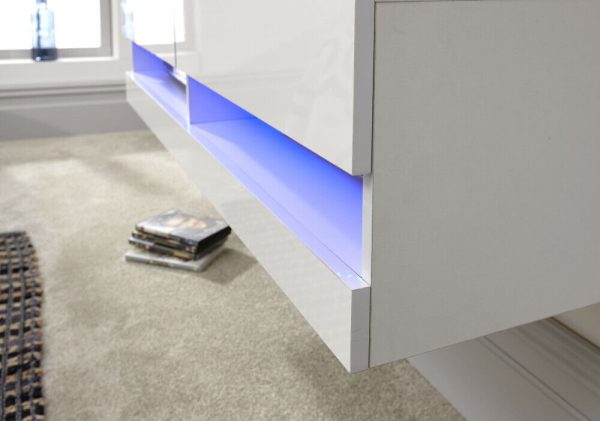 120cm Galicia LED High Gloss Wall Mounted TV Unit Storage White MINOR GRADED - Image 10