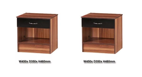 50 Black Gloss French Walnut Bedside Chest Gloss drawer front WHOLESALE COLLECT - Image 3