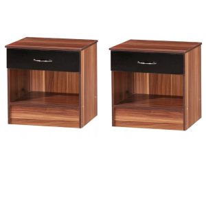 50 Black Gloss French Walnut Bedside Chest Gloss drawer front WHOLESALE COLLECT