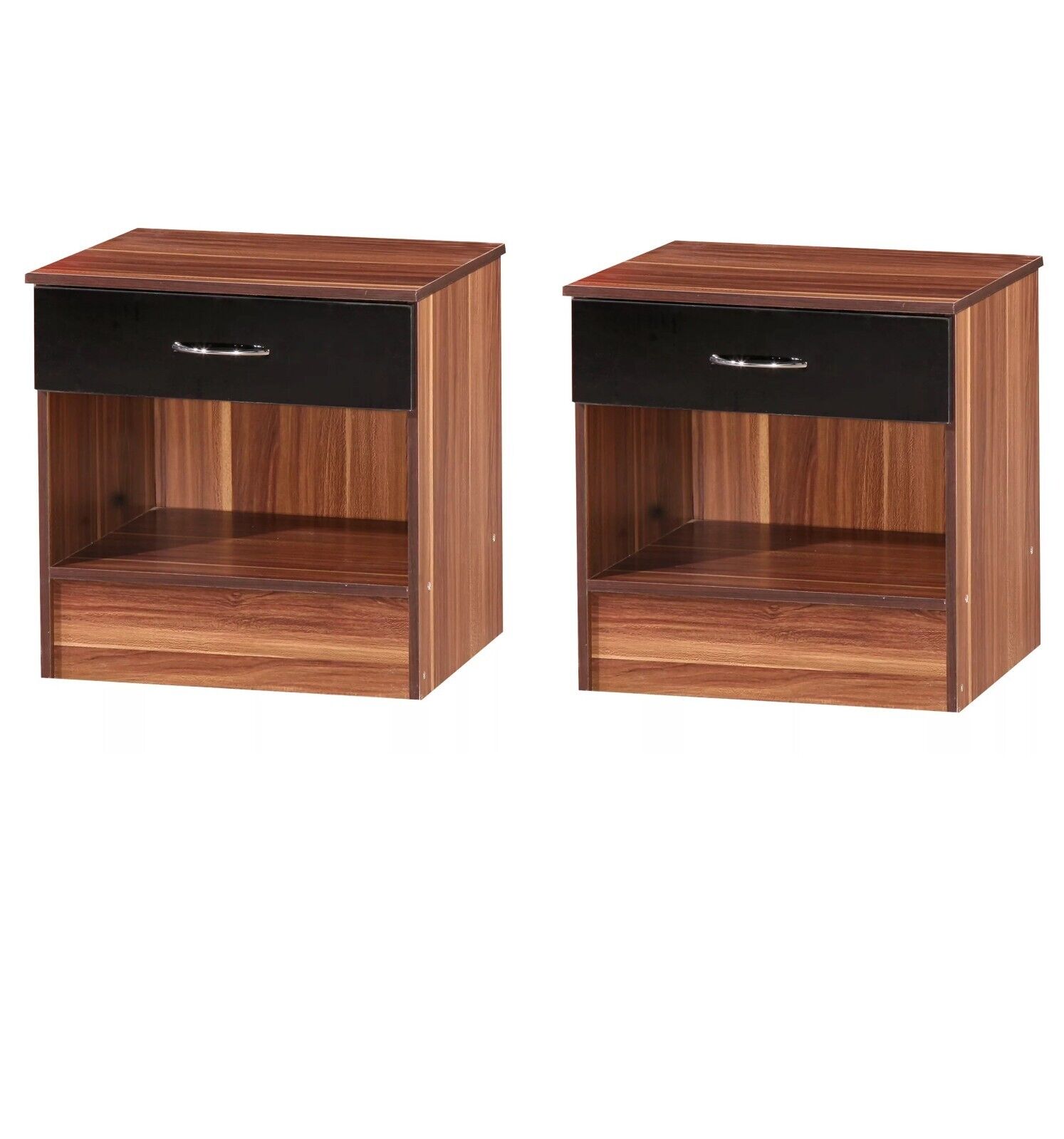 50 Black Gloss French Walnut Bedside Chest Gloss drawer front WHOLESALE COLLECT
