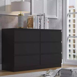 6 Drawer Chest Matt Black Modern Bedroom scratch resistant Ex Demo