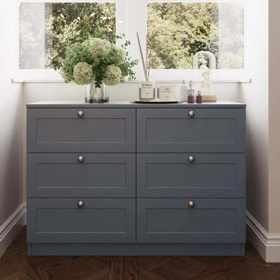 Artus 6 Drawer Chest of Drawers Shaker Style Matt Grey