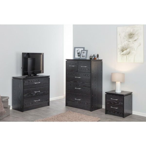 Black Ash 3 Drawer Chest of Drawers landlords budget great value - Image 4