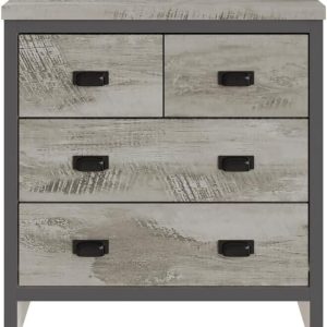 Boston 2+2 Chest of 4 Drawers - Grey Industrial distressed-effect finish