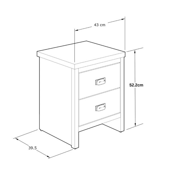 Boston Bedside Cabinet 2 Drawer Storage shelf Side Table End Accent Bedroom - Image 3