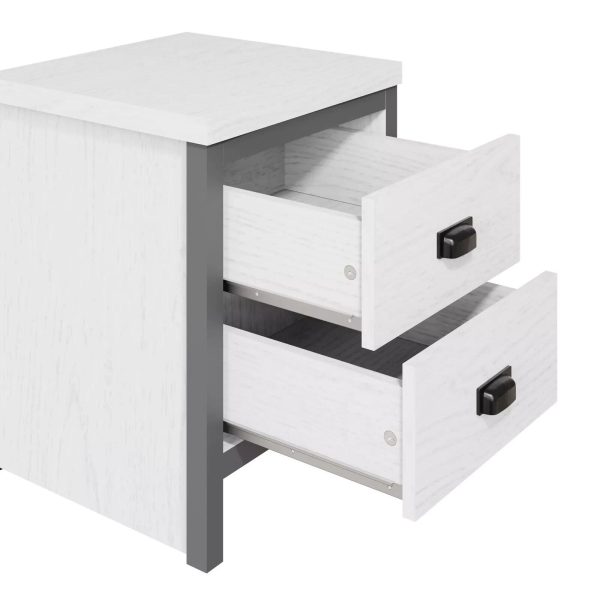 Boston Bedside Cabinet 2 Drawer Storage shelf Side Table End Accent Bedroom - Image 4