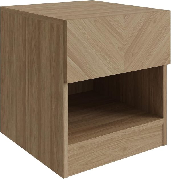 Catania Lamp Table Bedside Cabinet With 1 Drawer & Storage Shelf Oak - Image 3