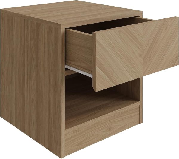 Catania Lamp Table Bedside Cabinet With 1 Drawer & Storage Shelf Oak - Image 4