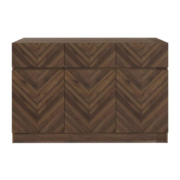 Catania Large Sideboard Royal Walnut Herringbone inspired wood-grain finish - Image 3