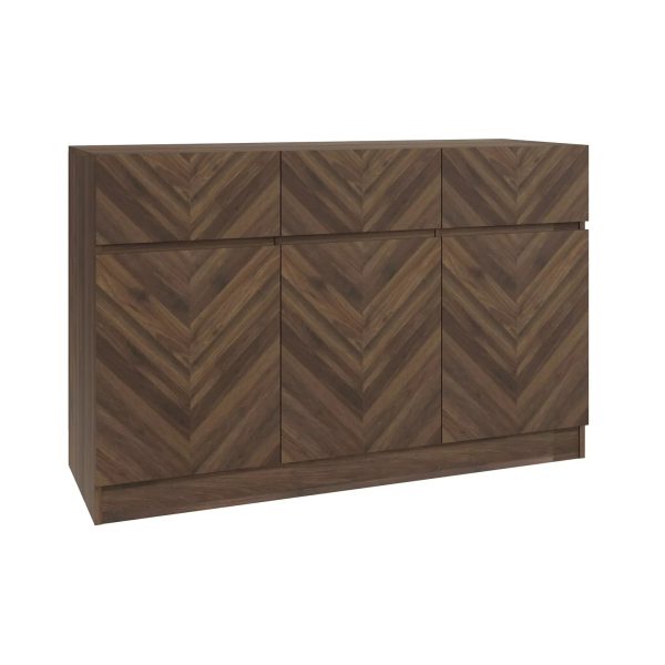 Catania Large Sideboard Royal Walnut Herringbone inspired wood-grain finish - Image 5