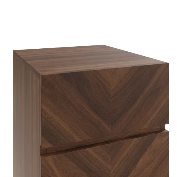 Catania Pair of 3 Drawer Bedside Tables Royal Walnut Iconic Herringbone design - Image 5