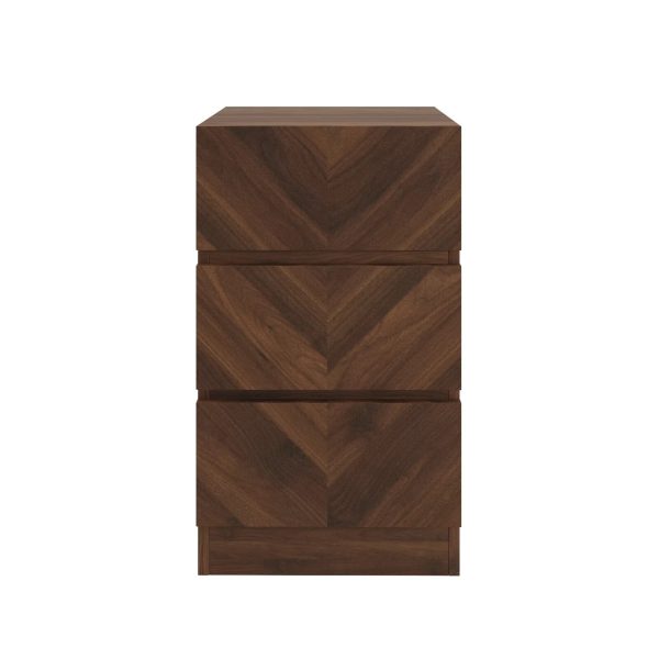 Catania Pair of 3 Drawer Bedside Tables Royal Walnut Iconic Herringbone design - Image 6