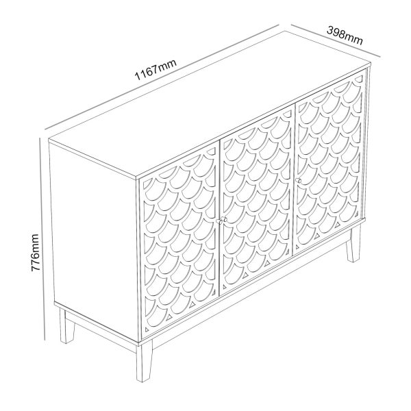 GFW Tipton 3 Door White Sideboard Cabinet Bedroom Hallway Long-Lasting - Image 9