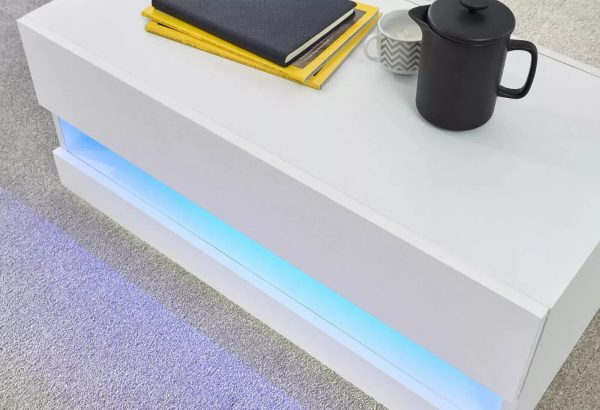Galicia LED Coffee Table TV storage Shelf High Gloss Table Living Room - Image 5