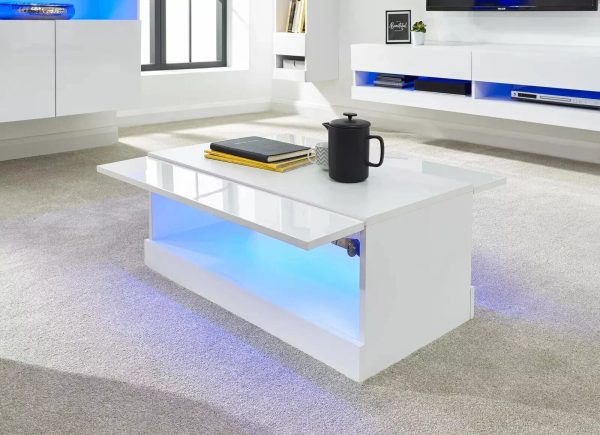 Galicia LED Coffee Table TV storage Shelf High Gloss Table Living Room