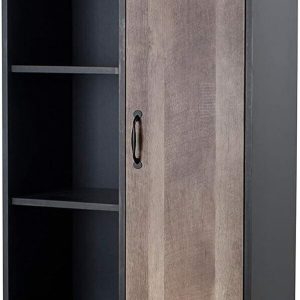 Industrial Design Black Brown 1 Door 5 Shelf Storage Wardrobe Locker graded