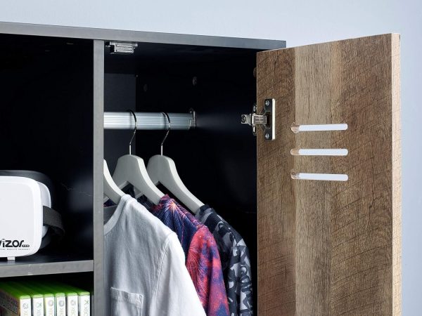 Industrial Design Black Brown 1 Door 5 Shelf Storage Wardrobe Locker graded - Image 6