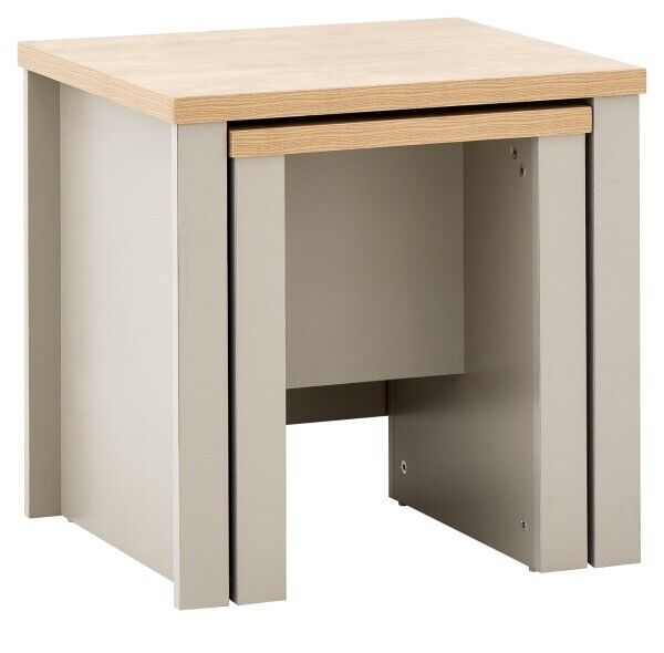 Lancaster Grey Nest of 2 Side End Coffee Lamp Tables Nested Pair Oak Effect