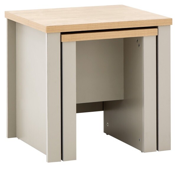 Lancaster Grey Nest of 2 Side End Lamp Tables Nested Pair Oak Effect Graded