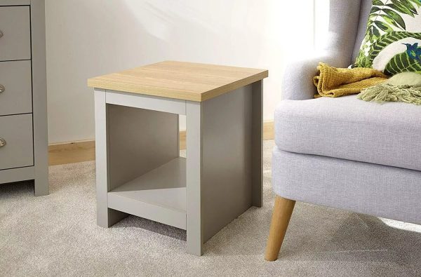 Lancaster Grey and Oak Lamp Table With Shelf Minor Graded