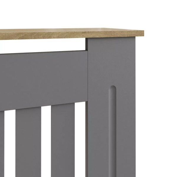 Longslow Small Grey Radiator MDF Cover Slatted Wood Design Top Shelf Storage - Image 8