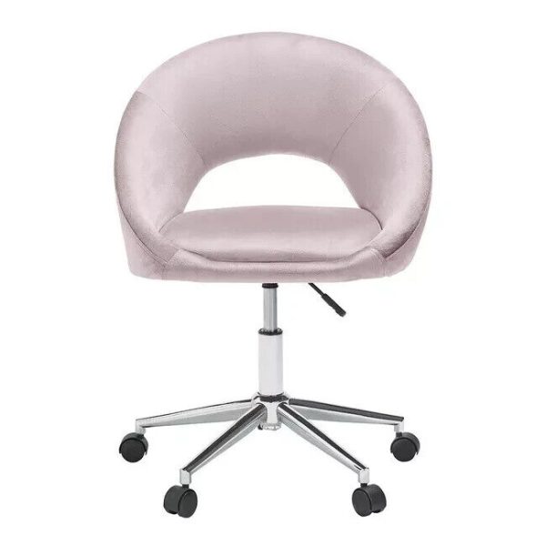 Luxury Pink Velvet Office Chair on castors Cushioned Brand New Free Delivery - Image 4