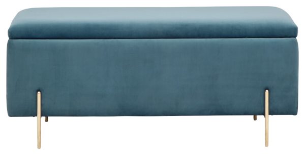 MYSTICA UPHOLSTERED OTTOMAN BOX STORAGE BENCH FABRIC BLANKET BOX STOOL TEAL - Image 3