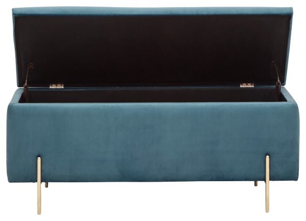 MYSTICA UPHOLSTERED OTTOMAN BOX STORAGE BENCH FABRIC BLANKET BOX STOOL TEAL - Image 4